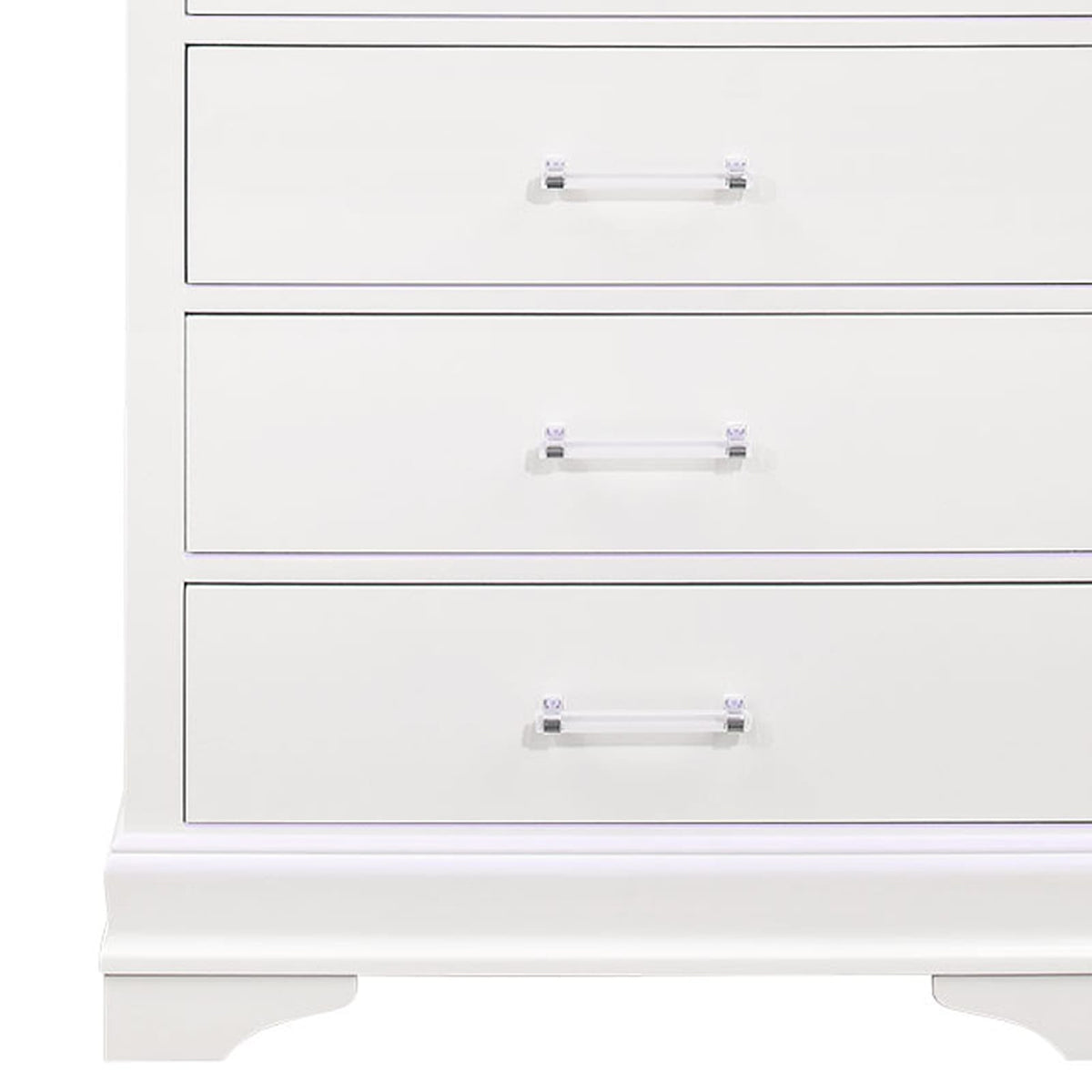 CHARLSTON White Chest with LED Lighting - 5 Drawers for Bedroom