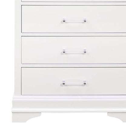 CHARLSTON White Chest with LED Lighting - 5 Drawers for Bedroom