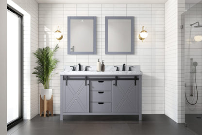 Dark Grey Bathroom Vanity with Marble Top - 60" Wide