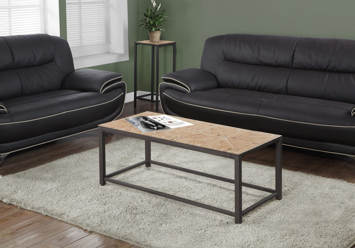 42 Inch Brown Metal Coffee Table - Rectangular Accent Table