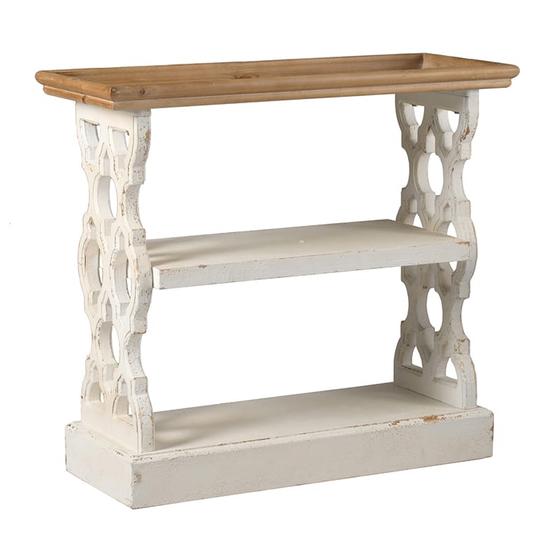 Small Wood Shelf Unit - Brown Antique White Storage