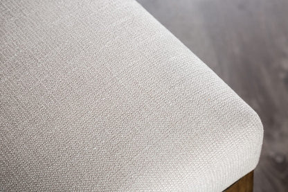 Modern Upholstered Bench - Brown & White Fabric, Rustic Style