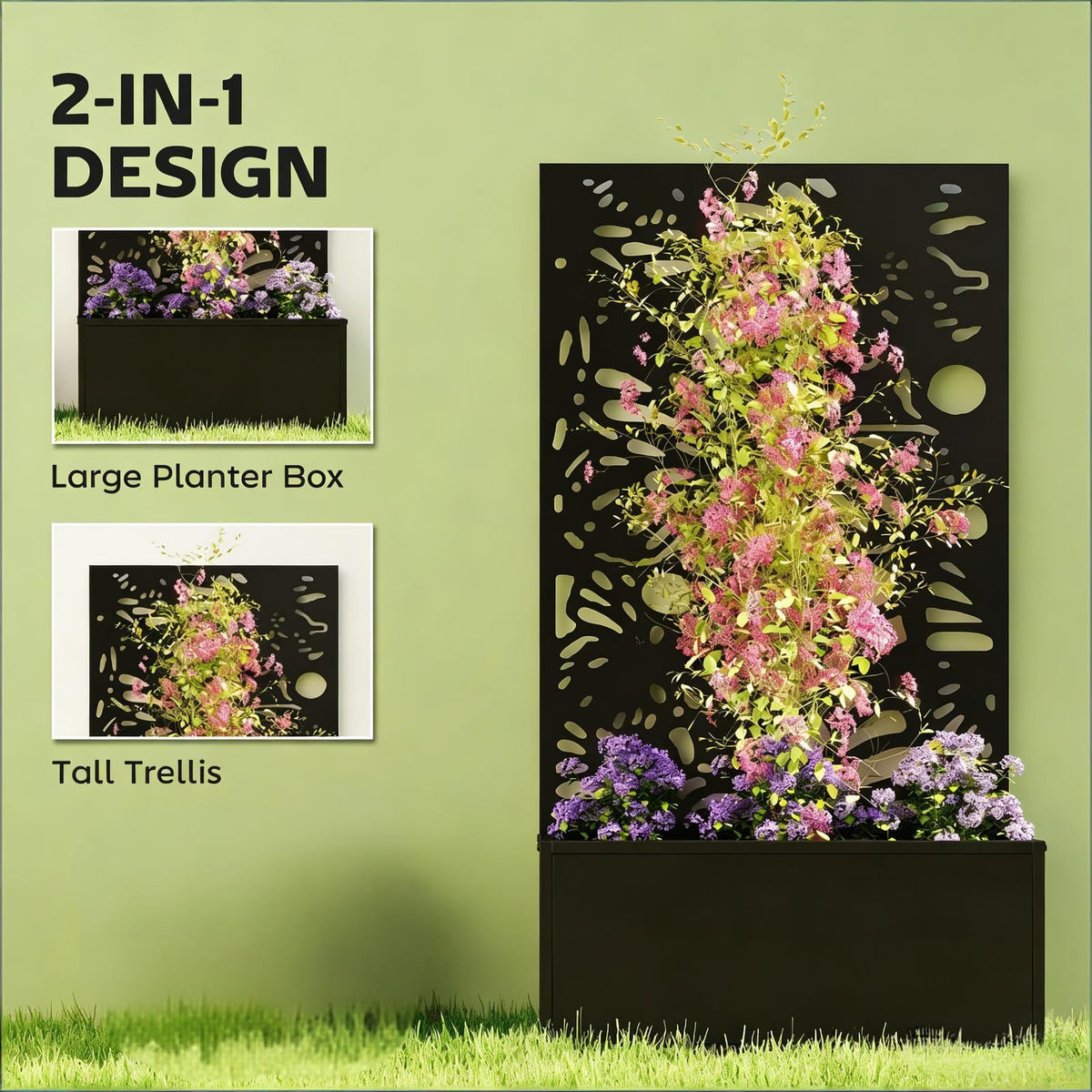 Black Metal Garden Planter for Patio or Poolside