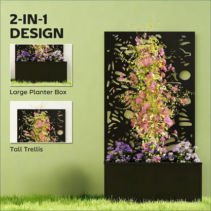 Black Metal Garden Planter for Patio or Poolside