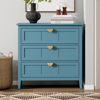 Blue MDF 3 Drawer Cabinet - Bedroom Storage