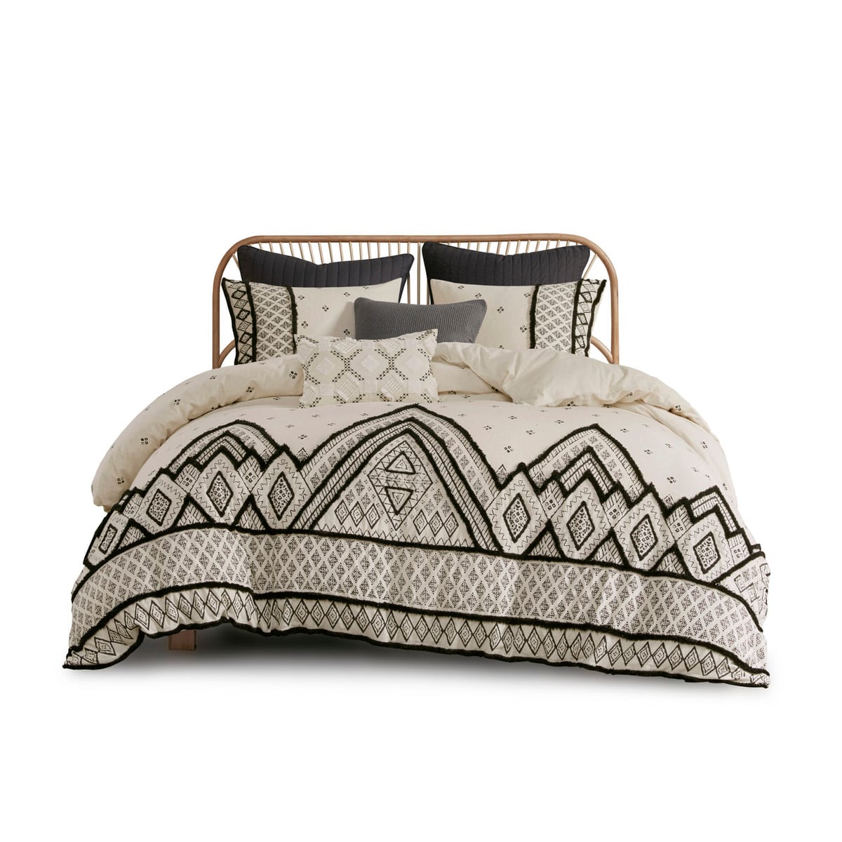 Colorful Queen Bedding Set - Cotton & Flax Duvet Cover