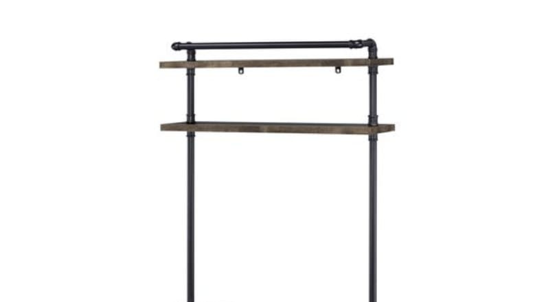 Ensata Rustic Oak & Black Finish Writing Desk - Home Office Storage