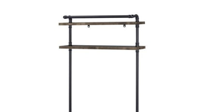 Ensata Rustic Oak & Black Finish Writing Desk - Home Office Storage