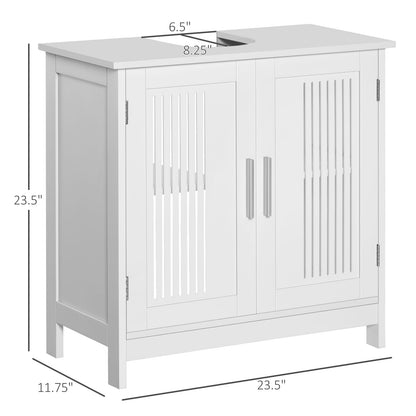 Kleankin White Under Sink Cabinet - 2 Doors, Adjustable Shelves
