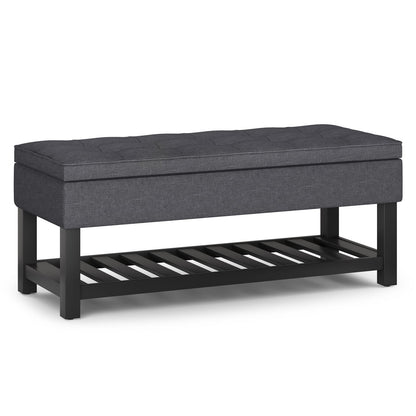 Dark Gray Storage Ottoman Bench - Comfortable & Stylish