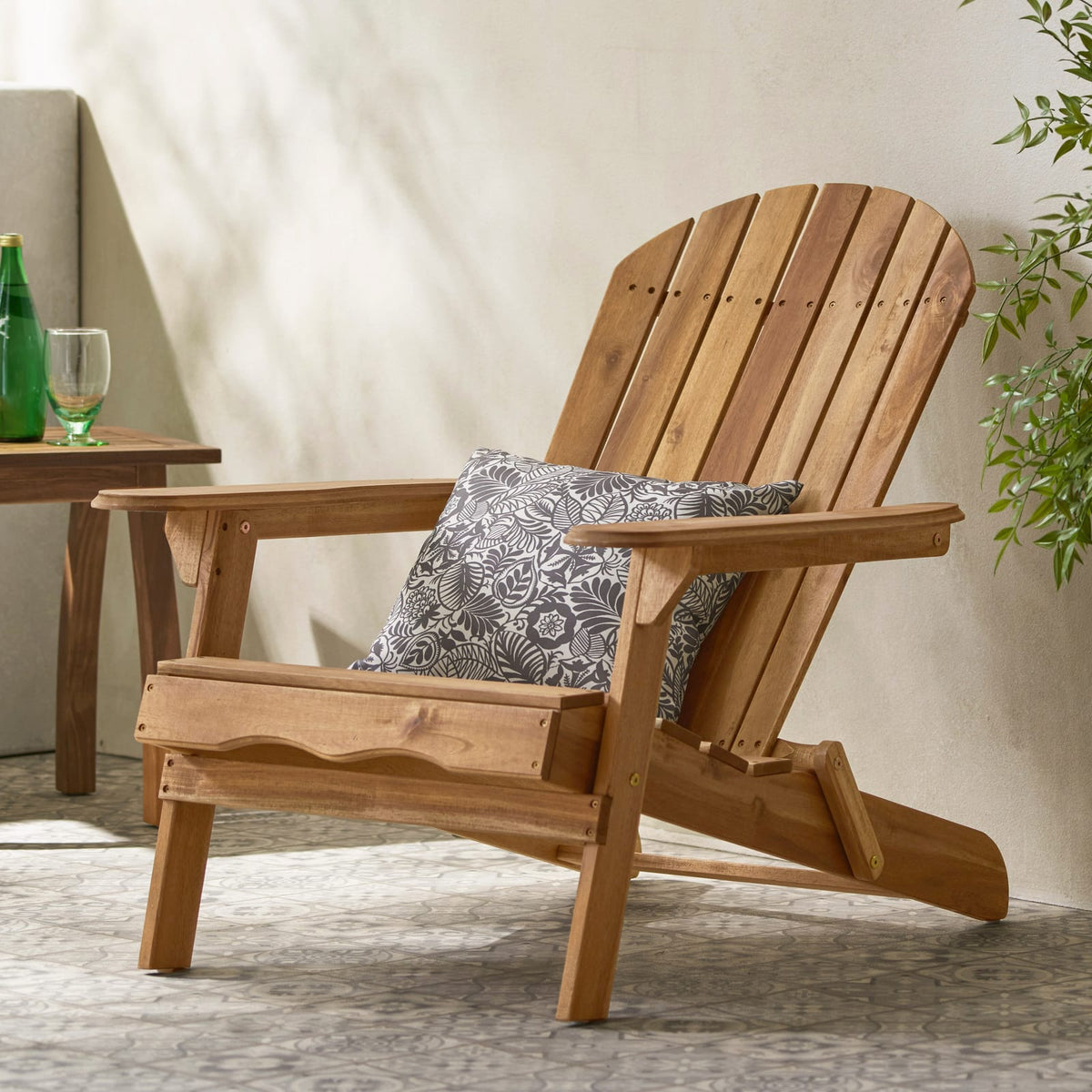 Teak Acacia Wood Folding Adirondack Chair - Patio Outdoor Furniture