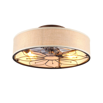 20" Lotus Design Fabric Farmhouse Ceiling Fan With Remote Control - Matte Black