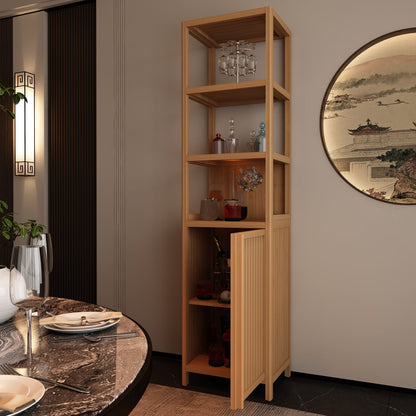 Bamboo Storage Cabinet - Tall Slim Linen Tower with Shutter Doors