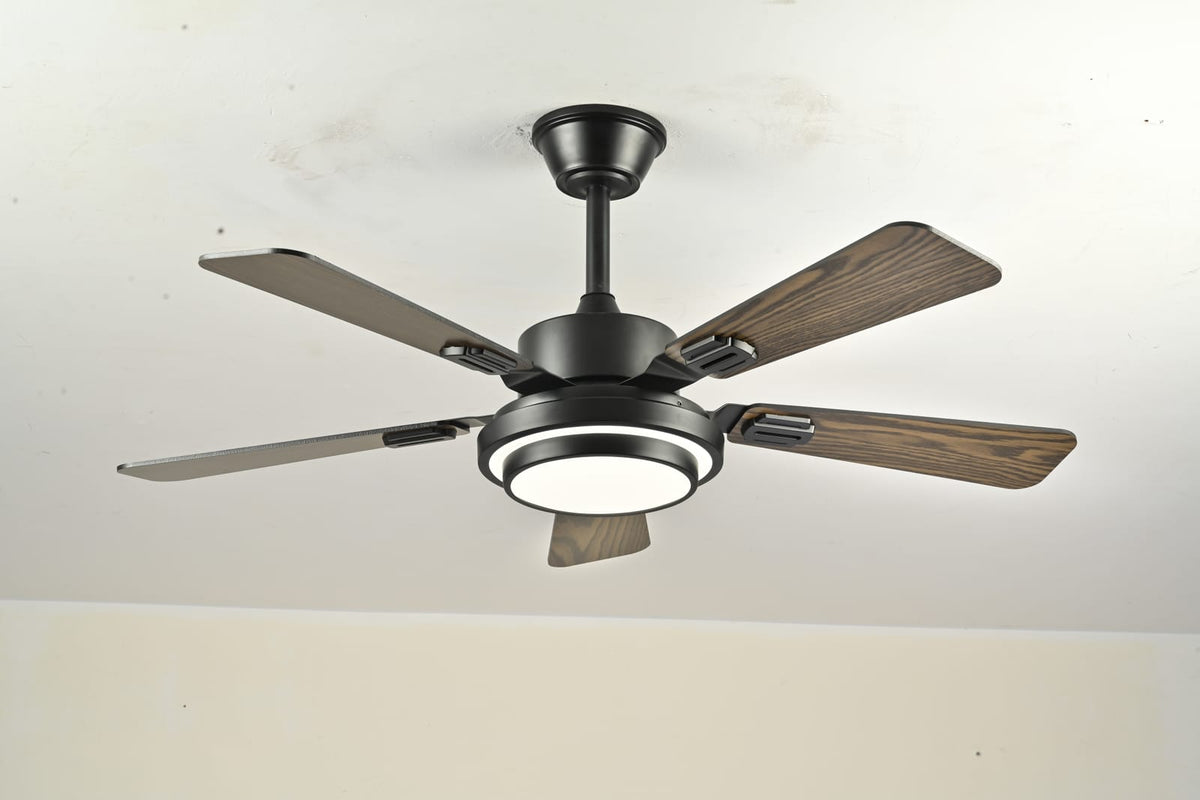 42" Plywood Ceiling Fan with LED Light - Matte Black