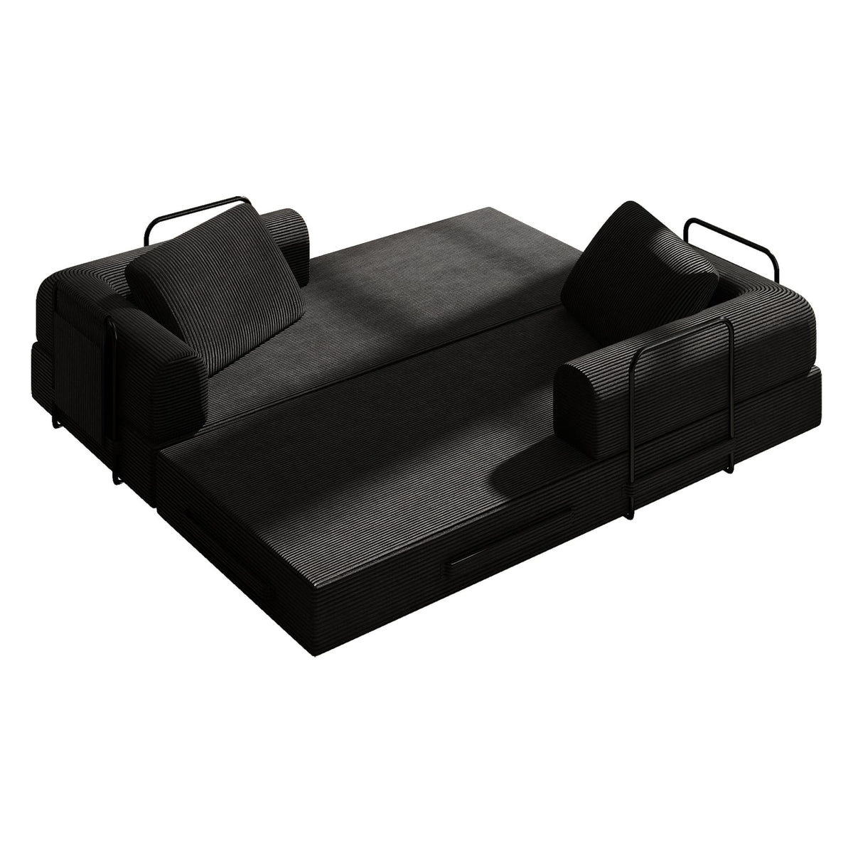 78 Inch Black Corduroy Sofa Bed - Converts to Bed for Living Room