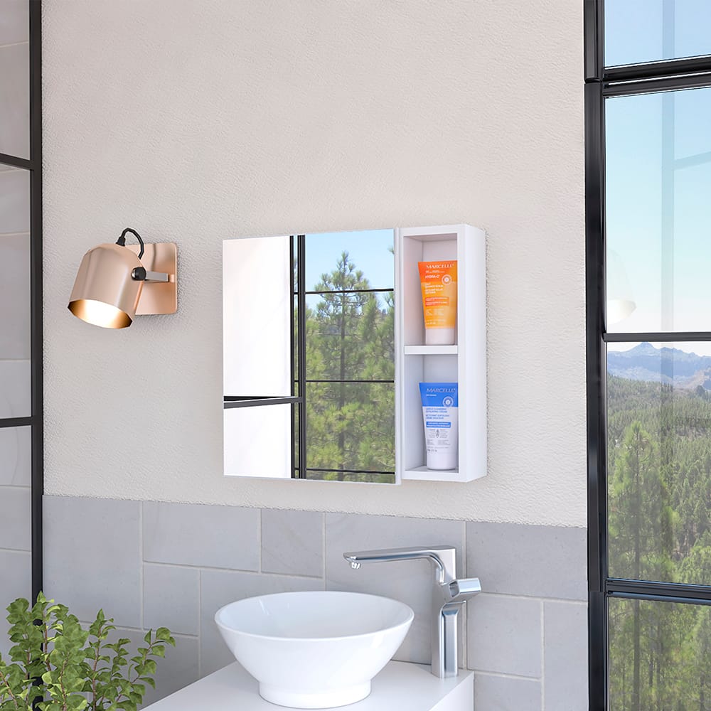 Viking Medicine Cabinet - White, 3 Shelves, Durable Particle Board