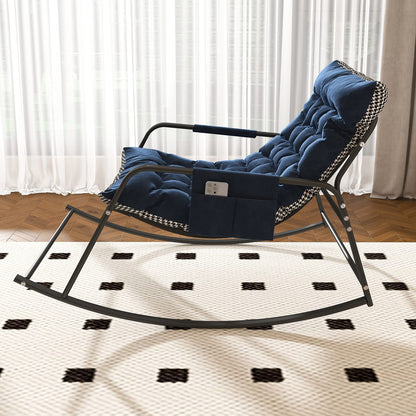 Blue Metal Rocking Chair with Cushions - Relaxing Lounge for Living Room