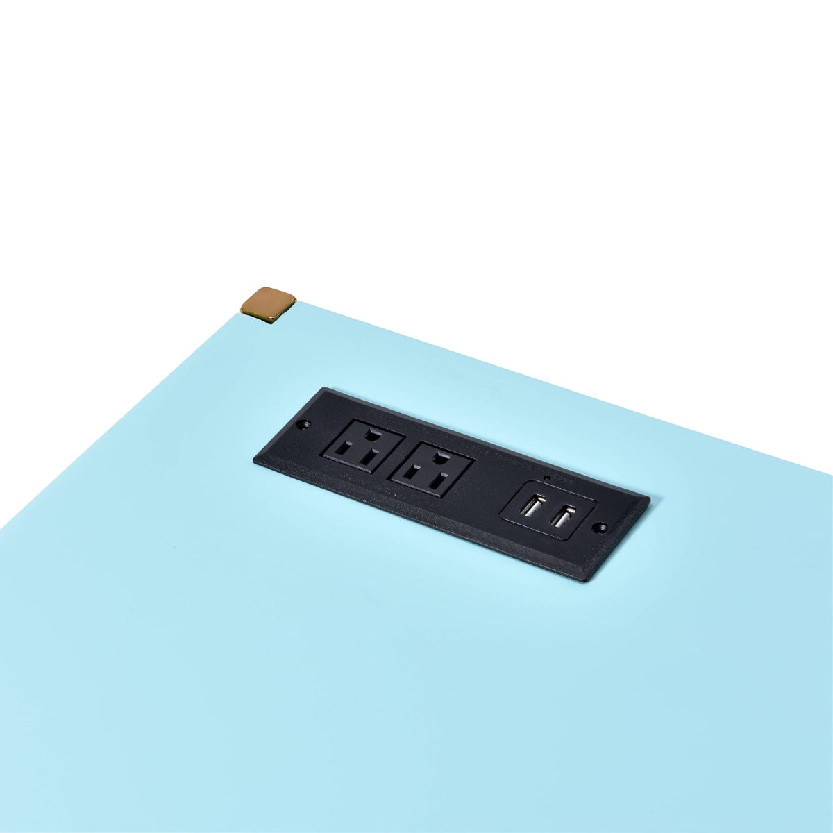 Gold Metal Writing Desk with USB for Compact Productivity Workspace for Home Office
