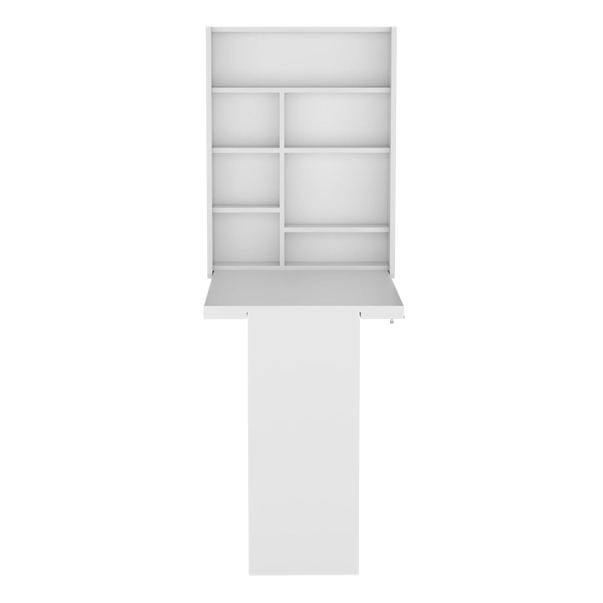 White Particle Board Wall Mount Table with Storage Shelves for Living Room