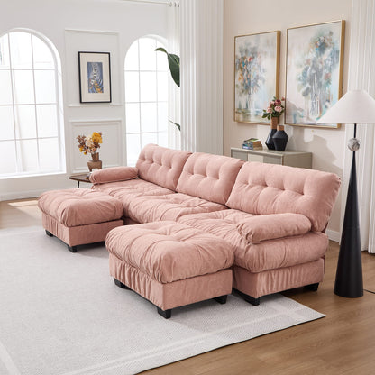 U-Shaped Sectional Sofa - Pink Cloud Comfort, 5 Seat