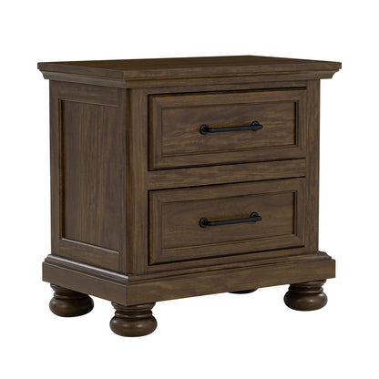 Brown Rectangle Nightstand with 2 Drawers for Bedroom