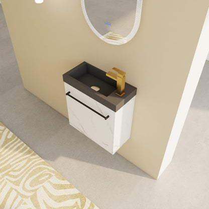 Modern Floating Bathroom Vanity with Soft-Close Black and White Plywood