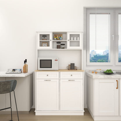 67.7" White MDF Kitchen Storage Cabinet - Trash Can with Shelves