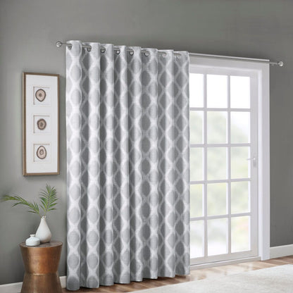Grey Ikat Blackout Patio Curtain Panel - 100" x 84"