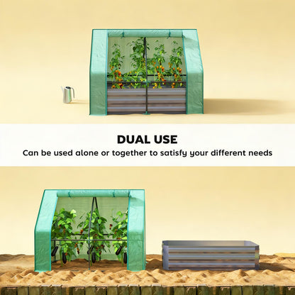 Dark Gray Green Raised Garden Bed with Greenhouse Cover