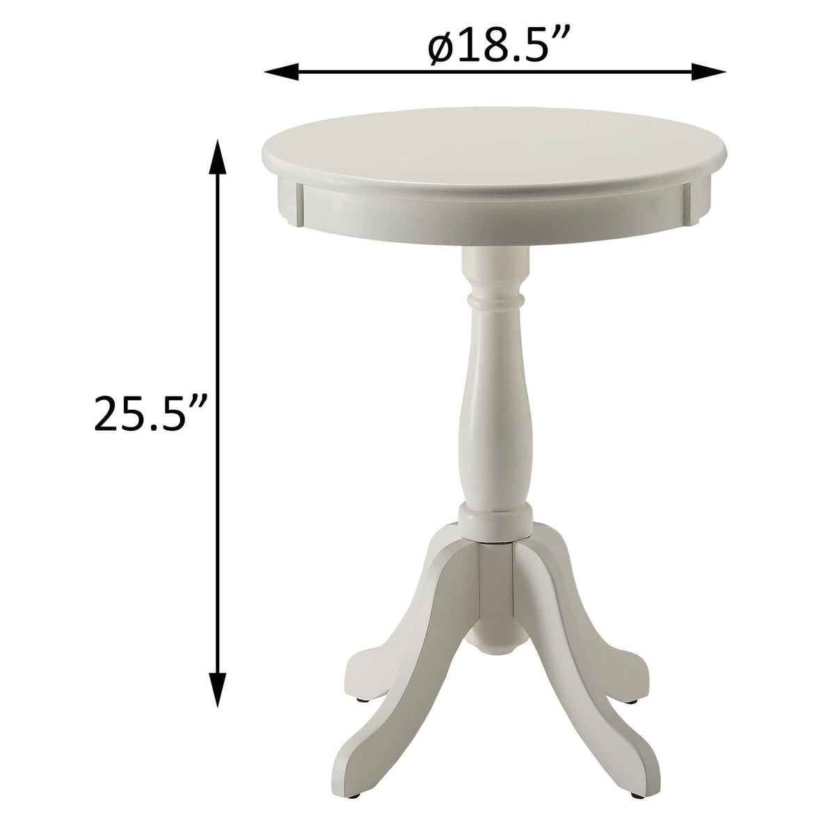 White Round Side Table with Pedestal - 18.5" Diameter for Living Room