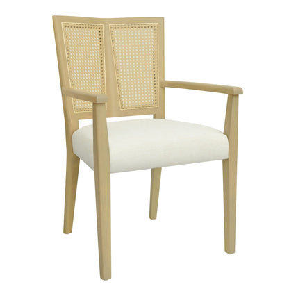 ARM Dining Chairs Set of 2 - Beige & Light Ash Wood Fabric
