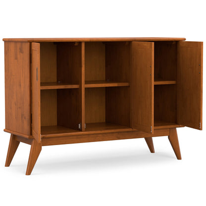Brown Rubber Wood 3 Door Sideboard Buffet - Mid Century Style