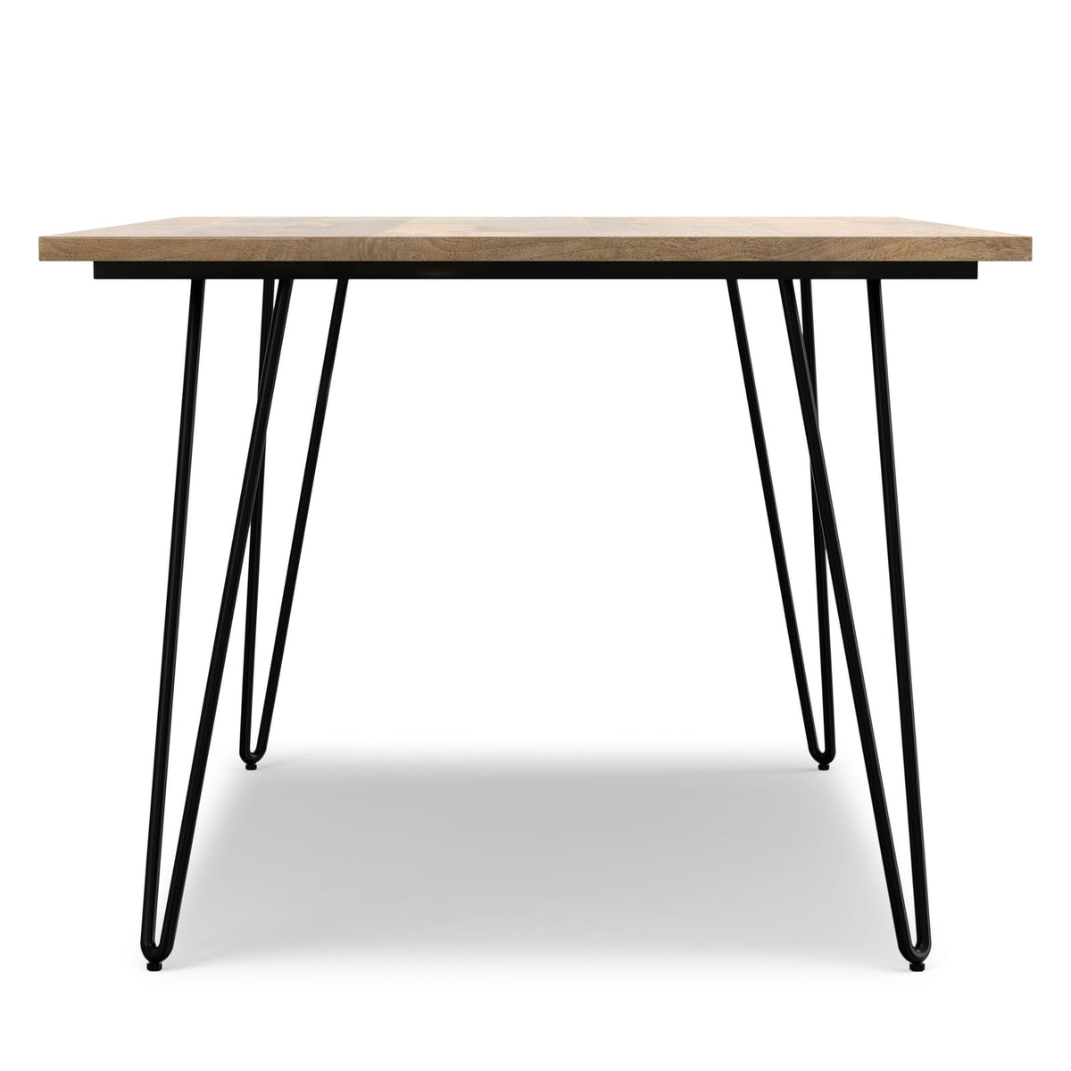 66 Inch Light Brown Wood Dining Table - Modern Industrial Style