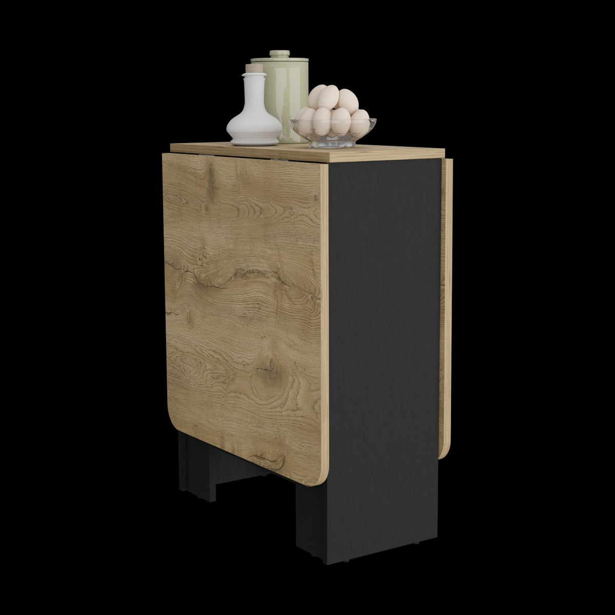 Expandable Folding Table - 3 Forms, Black Pine for Dining Room