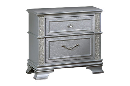 Gray 2-Drawer Bedside Cabinet - Solid Wood Nightstand