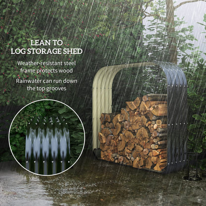 Dark Gray Steel Firewood Storage Rack for Outdoor Yard