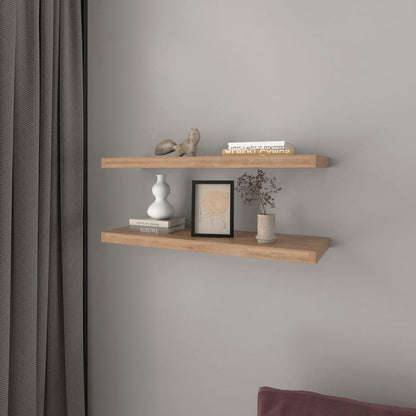 Beige Engineered Wood Floating Shelves - Set of Two