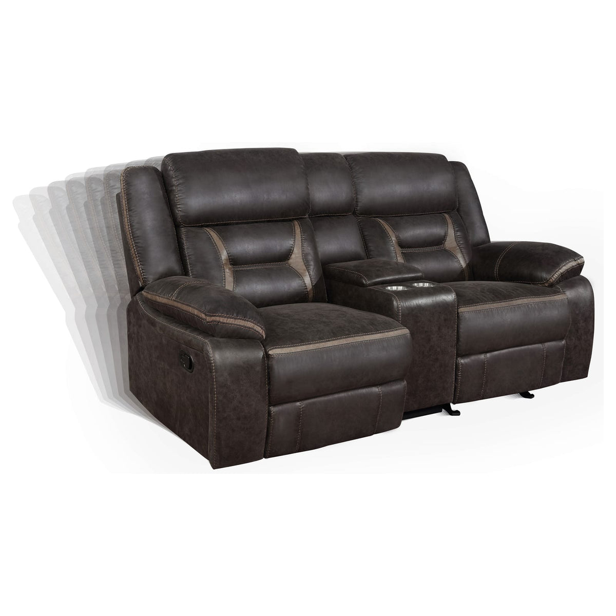 Brown Upholstered Glider Loveseat 77" Primary Living Space