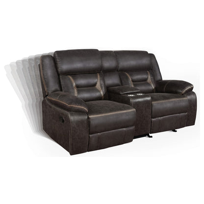Brown Upholstered Glider Loveseat 77" Primary Living Space