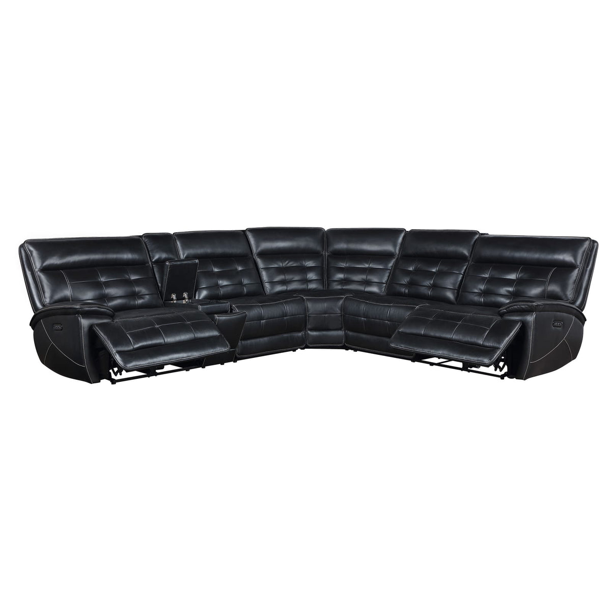 Black Curved Sectional Sofa - 118.5" Reclining for Living Room
