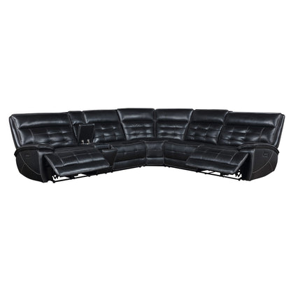 Black Curved Sectional Sofa - 118.5" Reclining for Living Room
