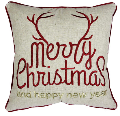 Gold Reindeer Christmas Throw Pillow 20x20 - Polyester Insert Set