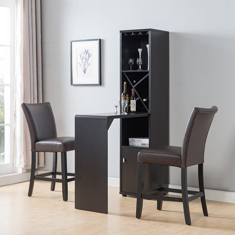 Espresso Bar Cabinet with Wine Storage, 46.5 x 15.5 x 70.75" for Living Room