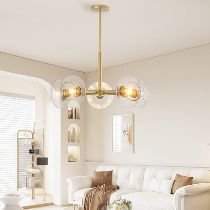 Gold Iron Sputnik Chandelier - 5 Light Pendant