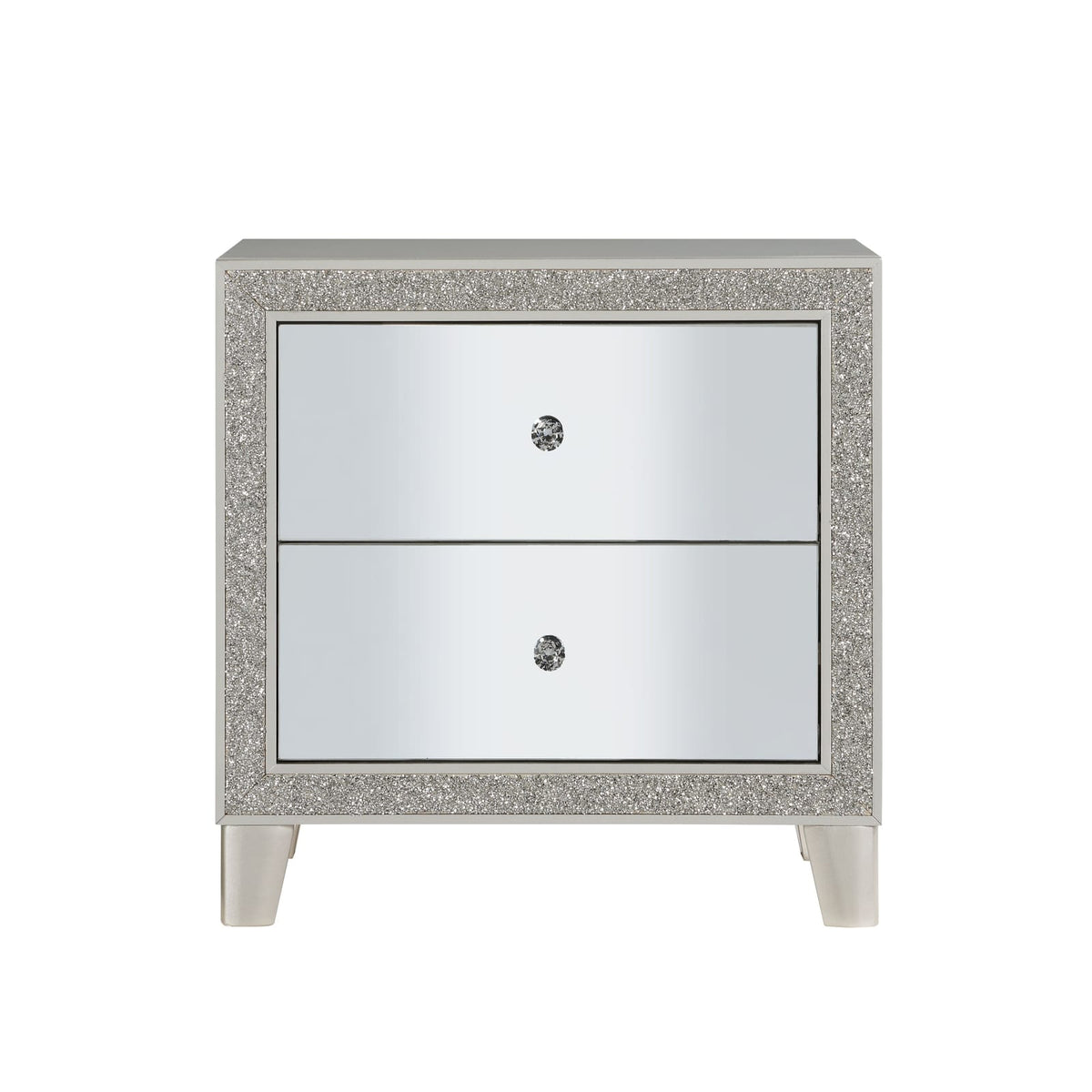 Sliverfluff Mirrored & Champagne Finish Nightstand - Storage & Style