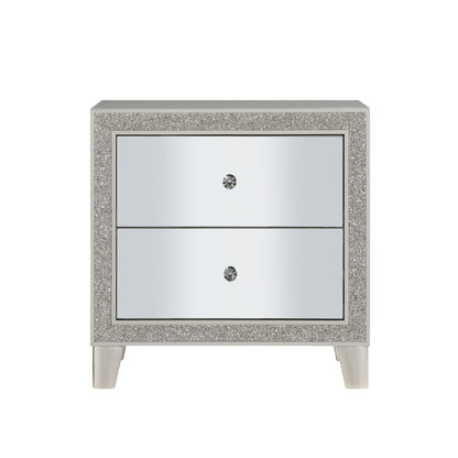 Sliverfluff Mirrored & Champagne Finish Nightstand - Storage & Style