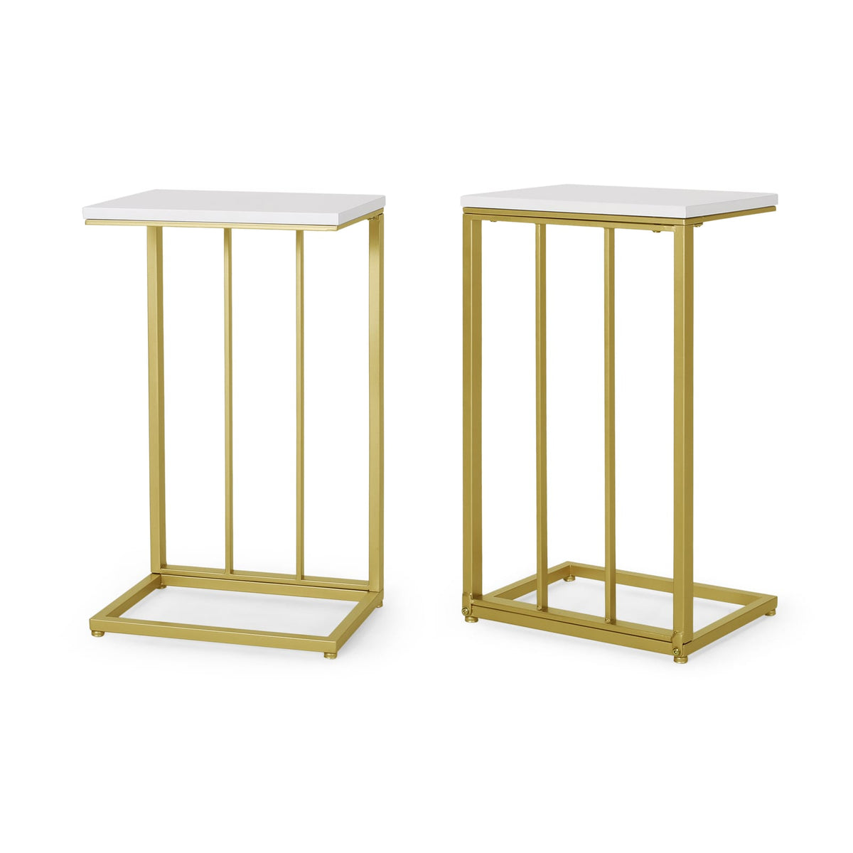 End Table - Gold & White C-Shape Accent Tables