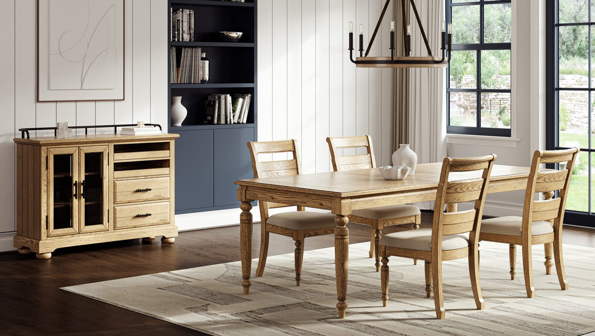 Caramel Solid Wood Dining Table with Leaf for Kitchen Storage