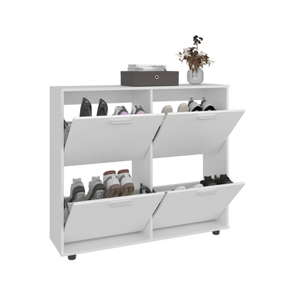 Modern White MDF Shoe Cabinet for Bedroom Footwear Storage for Living Room