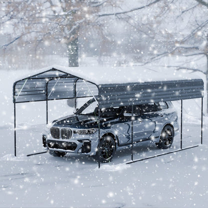 11x19 FT Dark Grey Metal Carport - Outdoor Storage